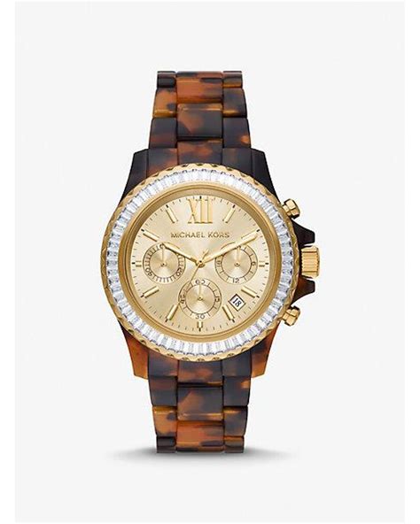 michael kors watch gold tortoise shell|Michael Kors pave watch.